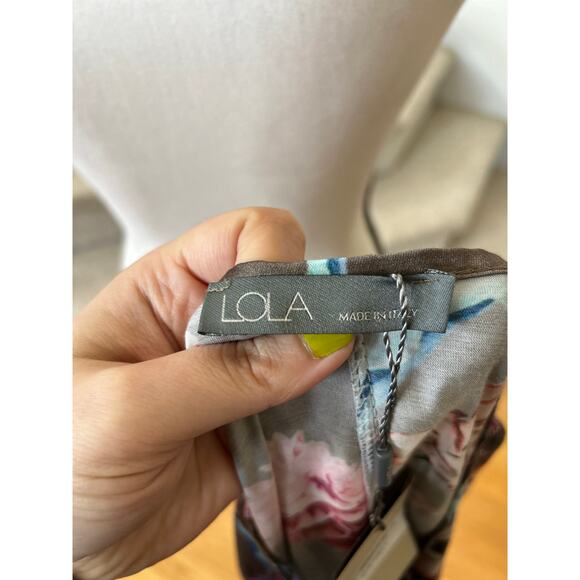 NWT Lola Silk Blend Taupe Brown Grey Pink Floral Tunic Dress - Picture 5 of 9